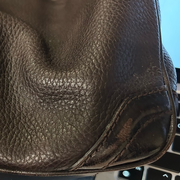 Burberry Brown Pebbled Leather Tote with Nova Check Interior - Picture 10 of 13